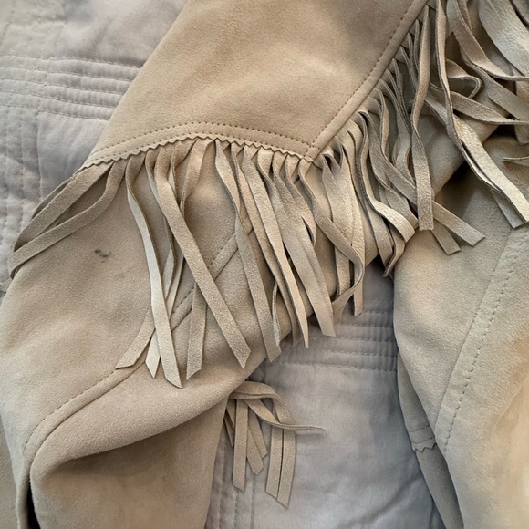 Ralph Lauren Camel Suede Leather Jacket Western Style Boho Fringe - Picture 8 of 17